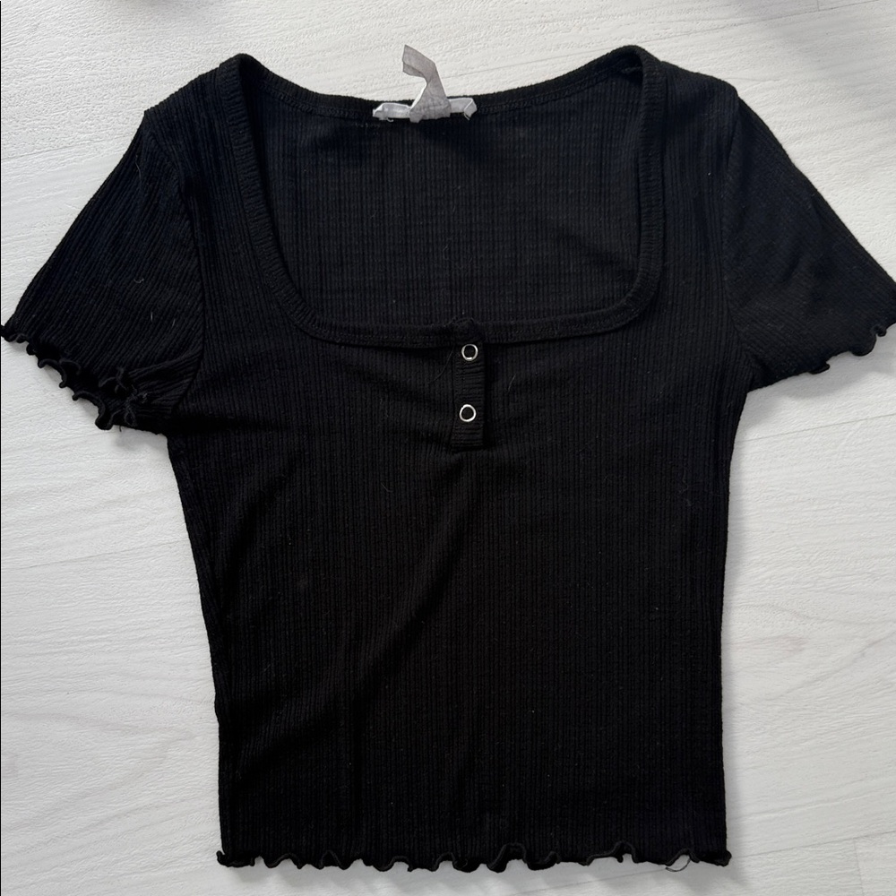 Caution To The Wind Black Ribbed Crop Top